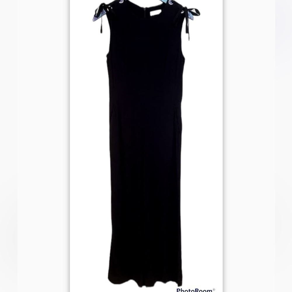NWOT Sandro Paris Ermaline Lace Up Crepe Black Wide Leg Minimalist Jumpsuit Sm - Picture 4 of 6